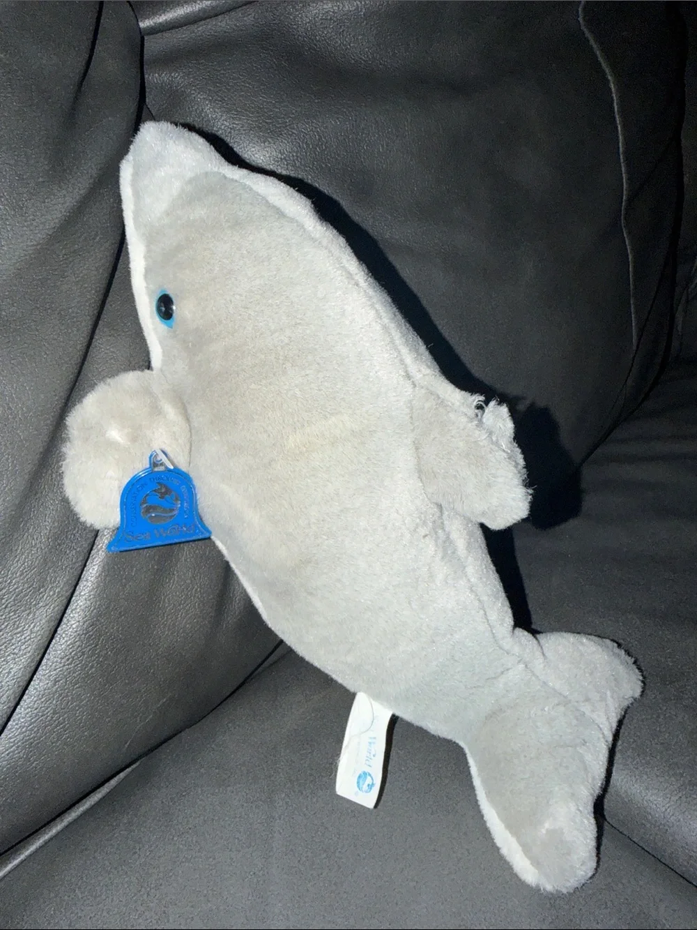 Used condition rare sea world vintage Plush Dolphin Pet Toy - Light Gray
